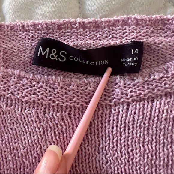 M&S | Size 14 XL Cool Pink Sweater | Textured Knit | Puff Sleeve | Soft - Picture 11 of 15